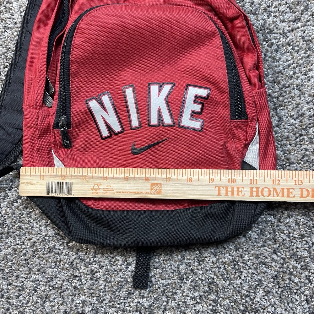 Nike Red Black Logo Backpack School Bag Sports Travel Gym Book Bag - Picture 6 of 7